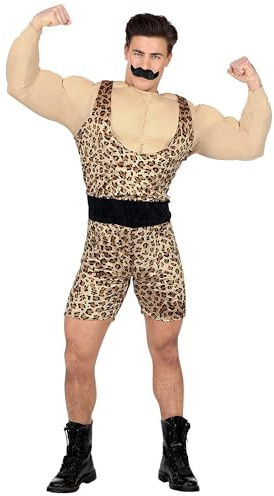 W WIDMANN MILANO Party Fashion - Kostüm Starker Mann, Overall mit Muskelshirt, Bodybuilder, Karneval