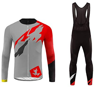 UGLY FROG Männer Fahrradtrikot Set Fahrradbekleidung Atmungsaktiv Fahrrad Trikot Langarm + Radhose mit 3D Sitzpolster