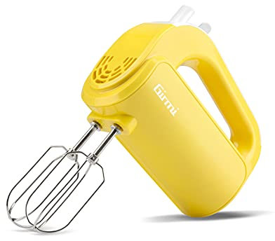 Girmi SB02 Sbattitore Elettrico, 170W, Sbattitori Inox per montare panna ed albumi, Funzione Turbo, Ganci Inox per impasti dolci e salati, 5 Velocità, Giallo