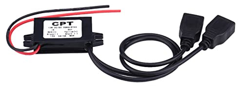 DC Converter 12v 5v，Módulo convertidor, Adaptador de Cargador USB Dual 3A DC 12V a DC 5V para Carga de teléfono de Motocicleta de automóvil