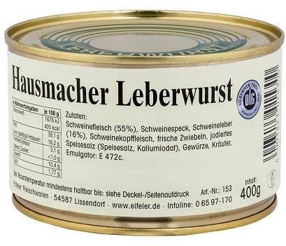 Hausmacher Leberwurst in der Dose Inhalt 400 g