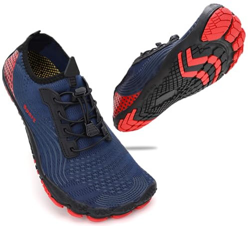 ZHR Badeschuhe Herren Damen Barfußschuhe Wasserschuhe Schwimmschuhe Outdoor Strandschuhe Aquaschuhe Navy Red EU45