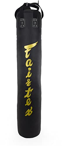 Fairtex UNFILLED Banana Heavy Bag for Muay Thai, Boxing, Kickboxing, MMA (HB6 Black/Gold)