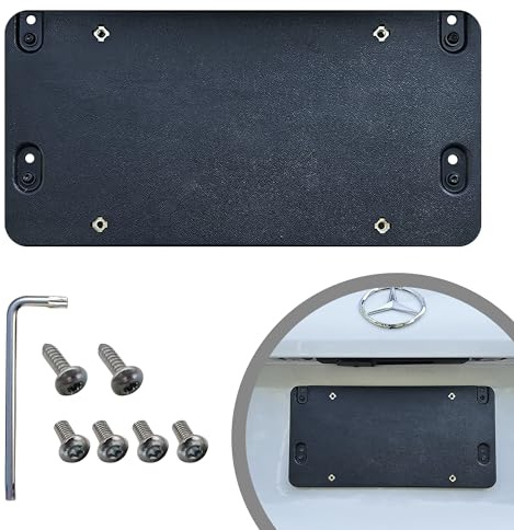 Rear License Plate Bracket Tag Holder Mount for Mercedes-Benz 2007-2025, Standard 6x12 Black Plastic Car Plate Frame, Includes 8 Screws & Wrench, Durable Car License Plate Holder