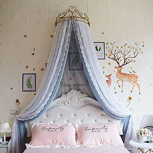YXZN Prinzessin Bett Krone Baldachin für Mädchen Teens Große hängende Königin Baldachin Bettvorhang Netting für Kinder, Mädchen