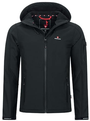 Höhenhorn Altus Giacca softshell da uomo, per esterni, funzionale, per il tempo libero, impermeabile, traspirante, calda, con fodera interna in micropile, Nero, S