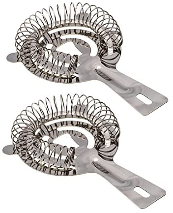 Hawthorne Lot de 2 passoires à cocktail en acier inoxydable 304 avec filtre à glace pour café, lait, thé, glaçons Argenté