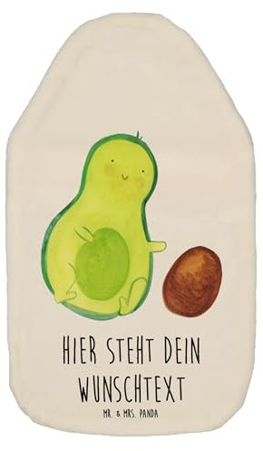 Mr. & Mrs. Panda Personalisierte Wärmflasche Avocado Kern rollt - Weiß