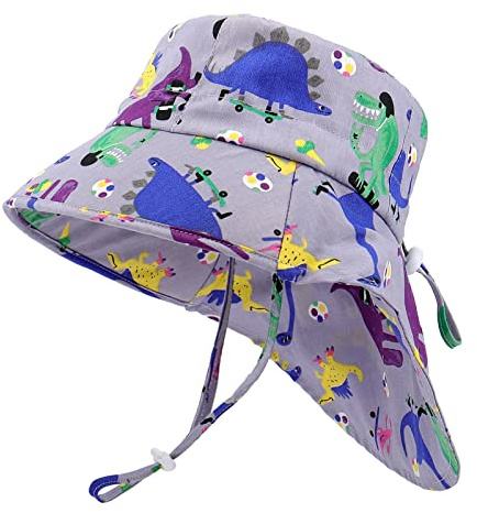 LACOFIA Gorro Proteccion Solar Bebé Sombrero Sol de Algodón Verano Niño Visera Ajustable para Playa/Piscina Morado 2-5 años