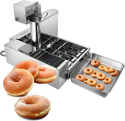 Commercial Donut Fryer, Automatic Donut Maker Machine 4 Rows, 2000W Stainless Steel Doughnut Maker Donut Snack Machine, 6L Hopper Donut Machine,Adjustable Thickness Auto Flip,220V