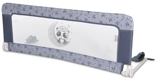Lorelli Baby Bettgitter Rausfallschutz 127cm, Kinder Bettschutzgitter Safety Night, Kinderbettgitter, Kinderbett Kinderbettschutzgitter, klappbar, tragbar, extra hoch 40cm, blau-grau
