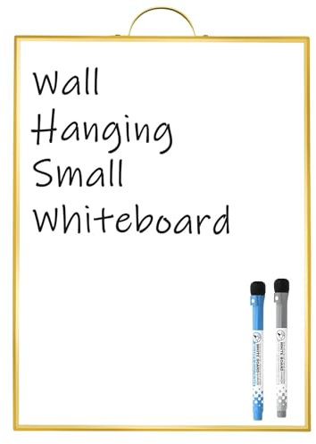 Sliandtelly Kleines Whiteboard 40x30cm mit Alurahmen, Magnetische Tafel mit Griff zur Wandmontage, Tragbare Mini-A3-Magnettafel für Büro, Zuhause, Küche, Schule, Wohnheim, Gold