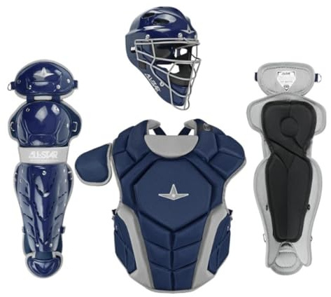 All-Star Top Star Series Baseball Catching Equipment Kit, Meets NOCSAE Standard - Ages 12 to 16, Navy