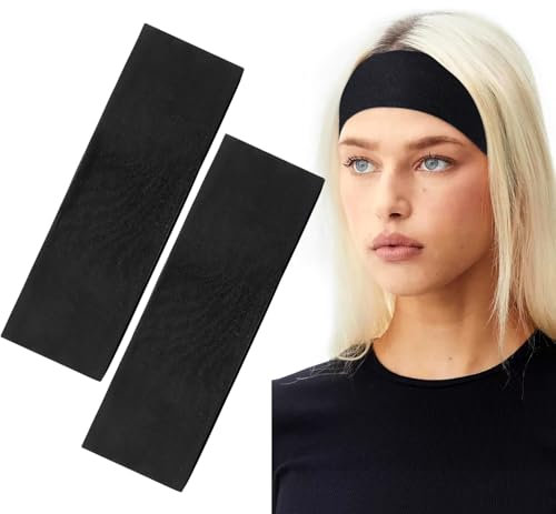 BELEVO Haarband Damen Schwarz, 7 cm Sport Headband Unisex Elastisch Stirnband Damen Dünn Antirutsch Haarbänder Herren Schwarz Headbands Yoga Fitness Laufen Exercise Gym