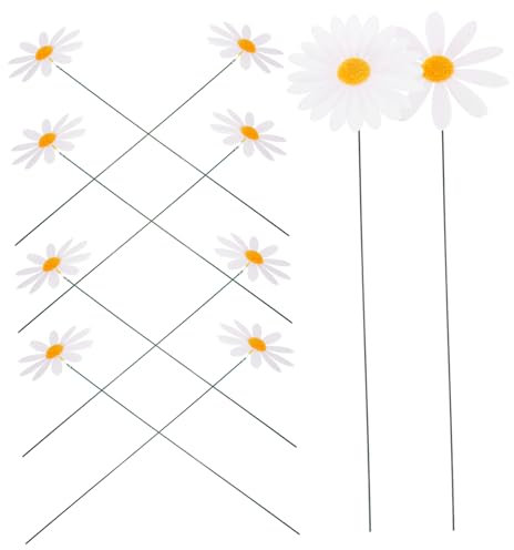 Happyyami 10stücke Gartenstecker Mit Gänseblümchen Dekorative Blumenstecker Für Außenbereich Künstliche Daisy Stäbe Für Garten Terrasse Für -Dekorationen Und Gartenornamente