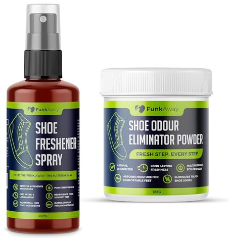 Shoe Deodorizer & Foot Powder Bundle (200ml + 100g) | Odor Eliminating Spray & Antibacterial Shoe Smell Remover | Antifungal Foot Powder