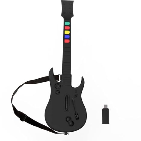 DOYO Gitarren Controller für PC und PS3 – Guitar Hero Gitarre mit Riemen, Ideal für Guitar Hero2, Clone Hero und Rock Band Spiele – Hochwertiger Zubehör für PS3 und PC (5 Tasten Schwarz)
