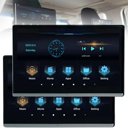 POCDOKYZ Lettori Video per poggiatesta 2024, 2 Pezzi da 13,3 Pollici Sistema di intrattenimento per sedili Posteriori per Auto, Schermo per poggiatesta per Auto Android 12 OS 4G+64G,Silver