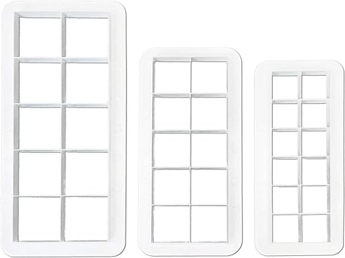 3Pcs White Squares Cookie Cutter Set, Geometric Multicutter Square Cake Fondant Cutter, Square Biscuit Cutters Cake Decorating Use Safety Easy to Store,Baking Tools and Accessories, 3 Size