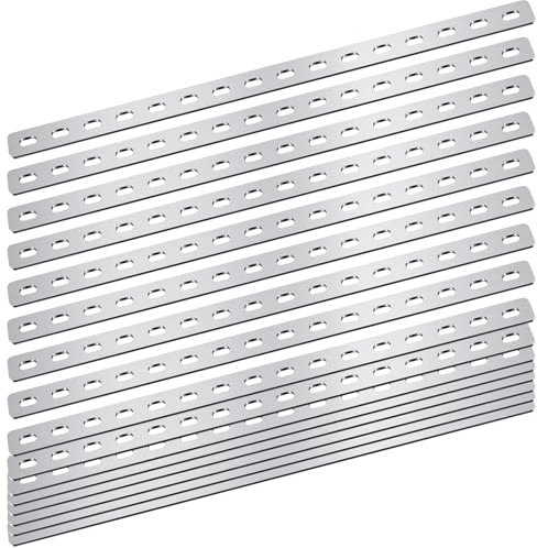 Zonon 10 Pcs 16 Inches Flat Straight Brace Brackets Adjustable 201 Stainless Steel Mending Plate 408mm/16 '' Length 16 Screw Hole Straight Bracket, 2.8 mm Thickness for Repair Fixing Support (Silver)