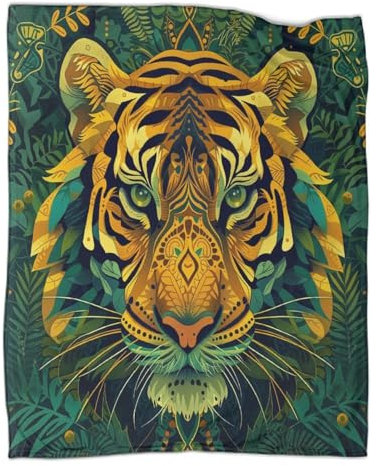 Dschungeldesign Kuscheldecke 50x60inch(127x152cm),weich & Warm,extra Flauschig Als Sofadecke Tiger Wohndecke Yogadecke Tagesdecke,Plüsch Sofaüberwurf
