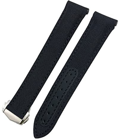 GSZCCZS 20 mm Canvas-Leder-Armband für Omega Seamaster 300 Speedmaster AT150 Planet Ocean Nylon-Uhrenarmband