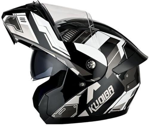 Motorradhelm Modularer Klapphelm Mit Doppelter Sonnenblende Unisex Integralhelm Scooter Motocross Helm DOT/ECE Zertifiziert Vollvisierhelm Motorrad Schutzhelm Für Erwachsene 4,L:59-60CM