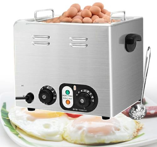 forplubossmmp Electric Hot Spring Egg Boiler with Mesh Basket, Automatic Egg Boiler Machine with Power Light + Switch, Professional Egg Cooking Machine for Kitchens, Compact Size 15 * 10.6 * 11in