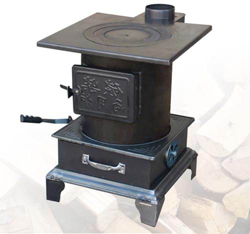 Stufe a Legna da Interno, Stufa a Legna Ghisa con Cassetto Raccolta Polveri, Stufe a Pellet for Riscaldamento Domestico, Termo Stufa Legna for Cucinare All'aperto Escursionismo Picnic
