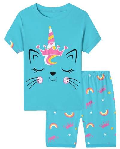 MIXIDON Filles Girafe Ensemble 2 Pièces Bien serré Coupe étroite Pyjama 100% Coton
