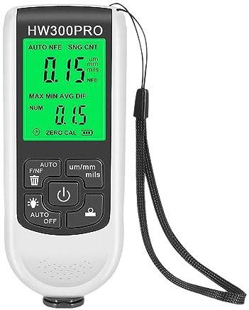 Spessimetro Vernice, HW300PRO Calibro di spessore della vernice for auto for auto Calibro di spessore for auto con rivestimento digitale 0,1 micron / 0-2000 Vernice for auto(White)