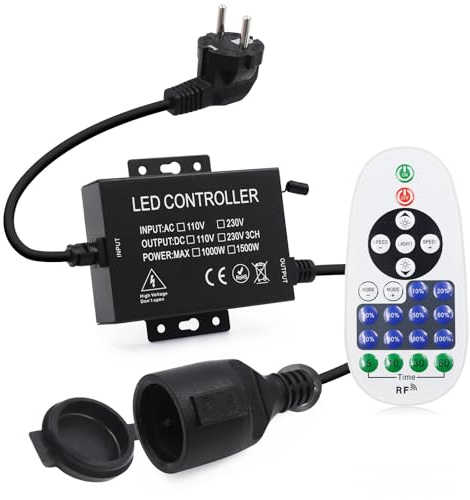 HEGEHE 220V Universal Dimmer, 23-Tasten RF-Fernbedienung + 1500W Controller, Plug-in-Schaltanlage RF-Fernsteuerung, Allgemeines Modell für LED-Blubs/LED-Streifen/LED-Lichtkette