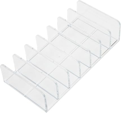 LIFKOME Organizador de Sombras de Ojos Diseño de Rejilla para Almacenamiento Vertical y Pegamento Labial 7 Compartimentos de Plástico y Fácil Organización de Maquillaje en Tocador