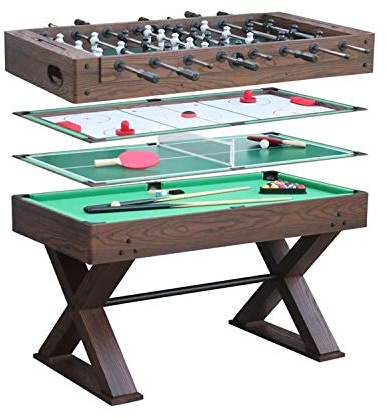 4 in 1 Multifunktions-Spieltisch für den Innenbereich, Mini-Spieltische kombiniert Kicker, Airhockey und Pool für Kinder und Erwachsene