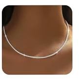 Meteorstarry Silberkette Damen 925,Gilizter Silberkette Sterling Silber Ohne Anhänger, Personalisiert Verstellbare Silberne Halskette Modeschmuck Geschenke Für Frauen Mädchen 50CM