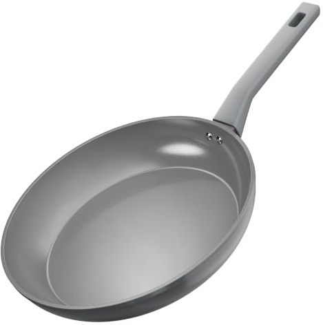 Sanho 30cm Frying Pan Non Stick, Ceramic Frying Pan for Induction Hob, Diamond Titanium Coating PFOA & PFAS Free Non Toxic Cookware Skillet - Grey