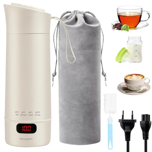 Elektrischer Reisewasserkocher Klein 400ML, Kleiner Wasserkocher Reise Schnelles Kochwasser mit Temperatureinstellung e Automatischer Abschaltung, Konstanter Temperatur, für Tee Kaffee Babymilch
