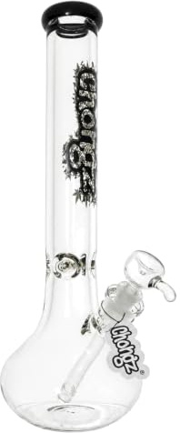 Chongz 40cm 9mm Plug Beaker Glass Bong, 9mm borosilicate glass waterpipe available in two colours: black accents or Green accents (Black accents)