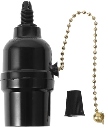 Douille à Tirette Américaine E26 250v 250w en Bakélite Noire | Remplacement Facile, Compatible Ampoules E26, Interrupteur à Chaîne, Modèle US Standard