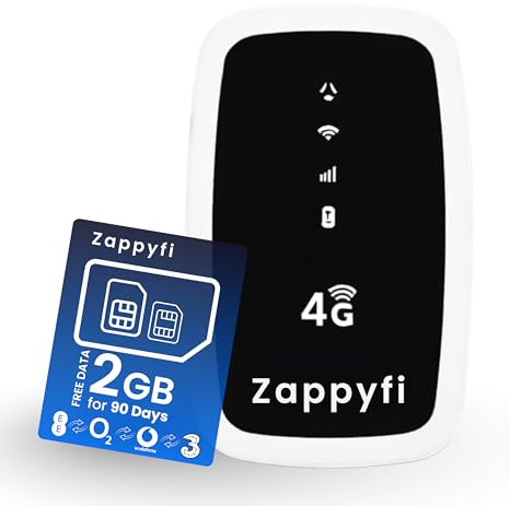 Zappyfi Unlocked 4G LTE-Advanced Cat4 Mobile WiFi Hotspot, Portable MiFi Router with Pre-Installed Multi-Network Smart SIM, Plug & Play Instant Internet, 3900mAh Battery, Travel & Caravan Wi-Fi