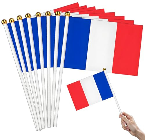 Banderas de Francia con varilla, banderas francesas de Francia para el Mundial 2026, artículo para fans del Día Nacional del Mundo 2026, decoración para el hogar, jardín, bistró, decoración de bar