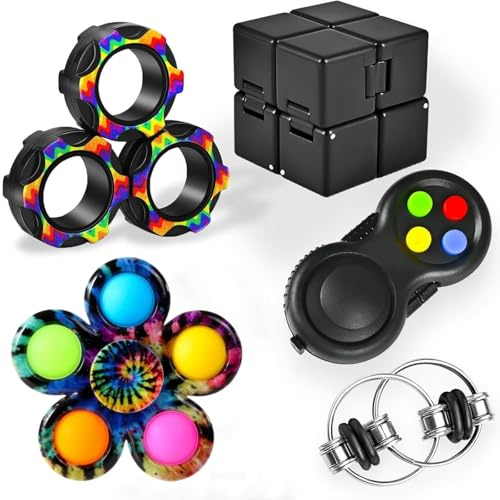 JoyJoyful Fidget Toys set för vuxna, 5 st antistressleksaker, Infinity Cube, döda tid, fidget-leksaker för barn stresslindring vid nervsitet, fingerleksaker för lugnande