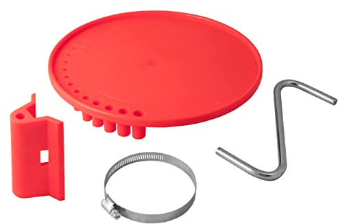 Peachtree Woodworking Supply Drill Press Tool Tray with 11 inch Diameter 360 Degree Rotating Tray • Steel Swing Arm • Mounting Bracket and 4 inch Steel Band Clamp