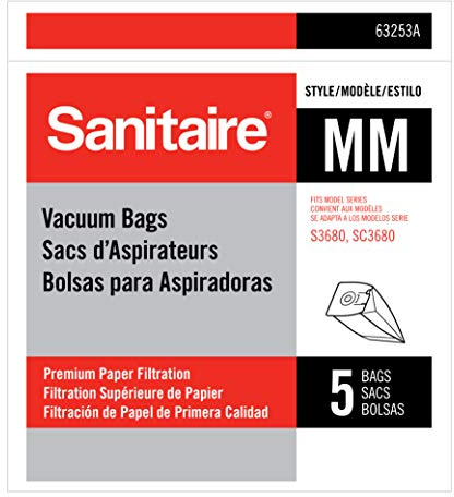 Sanitaire MM Premium Paper Bag (Pack of 5), Fits Models S3680 & SC3680 Canister Vacuums, 63253A, White