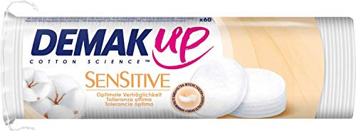 Demak'Up Sensitive - Cuscinetti struccanti rotondi per pelli sensibili, confezione da 60 pezzi
