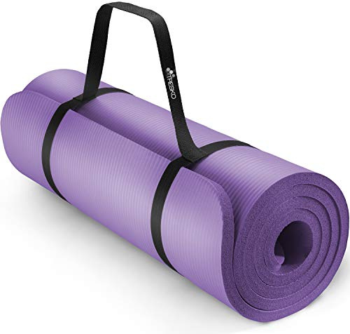 TRESKO® Tappetino per yoga pilates tappeto ginnastica fitness aerobica 6 colori diversi | Dimensioni 185cm x 60cm in 2 spessori | isola il freddo | schiuma NBR | Porpora 185 x 60 x 1 cm