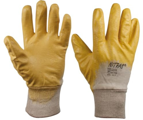 SW-Stahl nitrilo Guante algodón, grandes 10, Amarillo, 11502l