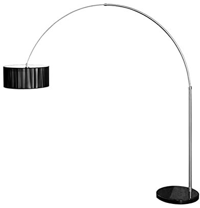 invicta INTERIOR Design Bogenleuchte EXTENSO Stoffschirm in schwarz Stehleuchte mit schwarzem Marmorfuß Bogenlampe Wohnzimmer Beleuchtung