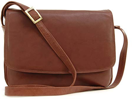 VISCONTI - Sac Bandoulière Femme Cuir - Sac à Main à Rabat - Sac Porté Croisé Moyen - Bandoulière Réglable - 03190 CLAUDIA - Marron