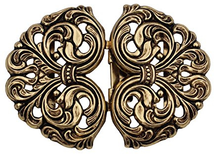 Hartmann-Knöpfe wunderschöne gold antik Trachtenschliesse, Schürze Dirndl Tracht Schließe Schnalle Metall 58mmx42mm made in Germany (1 Stück)